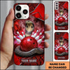 Maxcorners Bowling Phone Case Venomous Cobra Snake Coiled Ball Pins Strike Lightning Bolts Snake Skin Texture Personalized Name Multi Options Cover (7 Colors)