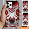 Maxcorners Bowling Phone Case Camouflage Camo Pattern Ball Pins Chevron Grid Metal Plate Concrete Wall Personalized Name Multi Options Cover (7 Colors)