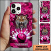 Maxcorners Bowling Phone Case Roaring Tiger Wild Animal Camo Camouflage Pattern Ball Pins Shattered Wall Personalized Name Multi Options Cover (7 Colors)