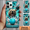 Maxcorners Bowling Phone Case Fierce Bear Fangs Electric Lightning Strikes Camo Camouflage Ball Pins Personalized Name Multi Options Cover (7 Colors)