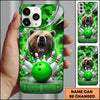 Maxcorners Bowling Phone Case Fierce Bear Fangs Electric Lightning Strikes Camo Camouflage Ball Pins Personalized Name Multi Options Cover (7 Colors)