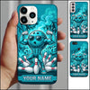 Maxcorners Bowling Phone Case Muscular Ball Character Sunglasses Flexing Biceps Shattered Pins Smoke Graffiti Personalized Name Multi Options Cover (7 Colors)