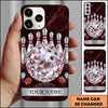 Maxcorners Bowling Phone Case Sparkling Crystal Gemstones Ball Pins Geometric Lines Marble Texture Frame Personalized Name Multi Options Cover (7 Colors)