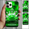 Maxcorners Bowling Phone Case Ball Impact Strike Pins Shattered Rocks Chevron Metallic Grid Smoke Personalized Name Multi Options Cover (7 Colors)