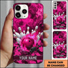 Maxcorners Bowling Phone Case Fiery Blaze Ball Pins Strike Floating Coal Rocks Camo Pattern Personalized Name Multi Options Cover (7 Colors)