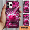 Maxcorners Bowling Phone Case Electric Lightning Strike Ball Pins Shattered Ground Glass Shards Chevron Personalized Name Multi Options Cover (7 Colors)