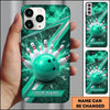 Maxcorners Bowling Phone Case Electric Lightning Strike Ball Pins Shattered Ground Glass Shards Chevron Personalized Name Multi Options Cover (7 Colors)