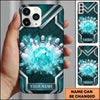 Maxcorners Bowling Phone Case Crystal Faceted Ball Pins Strike Smoke Shards Metallic Chevron Frame Personalized Name Multi Options Cover (7 Colors)