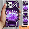 Maxcorners Bowling Phone Case Crystal Faceted Ball Pins Strike Smoke Shards Metallic Chevron Frame Personalized Name Multi Options Cover (7 Colors)