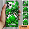 Maxcorners Bowling Phone Case Swirl Texture Ball Strike Pins Camo Camouflage Pattern Hexagon Mesh Splinters Personalized Name Multi Options Cover (7 Colors)