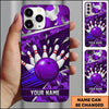 Maxcorners Bowling Phone Case Swirl Texture Ball Strike Pins Camo Camouflage Pattern Hexagon Mesh Splinters Personalized Name Multi Options Cover (7 Colors)