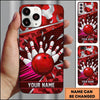 Maxcorners Bowling Phone Case Swirl Texture Ball Strike Pins Camo Camouflage Pattern Hexagon Mesh Splinters Personalized Name Multi Options Cover (7 Colors)