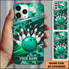 Maxcorners Bowling Phone Case Swirl Texture Ball Strike Pins Camo Camouflage Pattern Hexagon Mesh Splinters Personalized Name Multi Options Cover (7 Colors)
