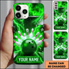 Maxcorners Bowling Phone Case Electric Lightning Energy Bolts Hexagon Mesh Glass Shards Pins Strike Personalized Name Multi Options Cover (7 Colors)