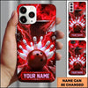 Maxcorners Bowling Phone Case Electric Lightning Energy Bolts Hexagon Mesh Glass Shards Pins Strike Personalized Name Multi Options Cover (7 Colors)