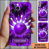 Maxcorners Bowling Phone Case Electric Lightning Energy Bolts Fiery Flames Ball Pins Impact Rocks Personalized Name Multi Options Cover (7 Colors)