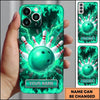 Maxcorners Bowling Phone Case Electric Lightning Energy Bolts Fiery Flames Ball Pins Impact Rocks Personalized Name Multi Options Cover (7 Colors)
