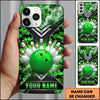 Maxcorners Bowling Phone Case Camo Camouflage Pattern Hexagon Carbon Fiber Grid Ball Pins Lightning Personalized Name Multi Options Cover (7 Colors)