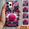 Maxcorners Bowling Phone Case Camo Camouflage Pattern Hexagon Carbon Fiber Grid Ball Pins Lightning Personalized Name Multi Options Cover (7 Colors)