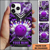 Maxcorners Bowling Phone Case Camo Camouflage Pattern Hexagon Carbon Fiber Grid Ball Pins Lightning Personalized Name Multi Options Cover (7 Colors)