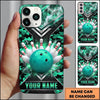 Maxcorners Bowling Phone Case Camo Camouflage Pattern Hexagon Carbon Fiber Grid Ball Pins Lightning Personalized Name Multi Options Cover (7 Colors)