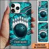 Maxcorners Bowling Phone Case Cracked Stone Wall Camouflage Pattern Hexagon Mesh Ball Pins Strike Personalized Name Multi Options Cover (7 Colors)