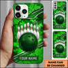 Maxcorners Bowling Phone Case Cracked Stone Wall Camouflage Pattern Hexagon Mesh Ball Pins Strike Personalized Name Multi Options Cover (7 Colors)
