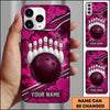 Maxcorners Bowling Phone Case Cracked Stone Wall Camouflage Pattern Hexagon Mesh Ball Pins Strike Personalized Name Multi Options Cover (7 Colors)