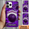 Maxcorners Bowling Phone Case Cracked Stone Wall Camouflage Pattern Hexagon Mesh Ball Pins Strike Personalized Name Multi Options Cover (7 Colors)