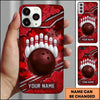 Maxcorners Bowling Phone Case Cracked Stone Wall Camouflage Pattern Hexagon Mesh Ball Pins Strike Personalized Name Multi Options Cover (7 Colors)