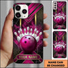 Maxcorners Bowling Phone Case Marble Texture Geometry Golden Lines Hexagon Grid Ball Pins Smoke Personalized Name Multi Options Cover (7 Colors)
