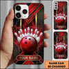 Maxcorners Bowling Phone Case Marble Texture Geometry Golden Lines Hexagon Grid Ball Pins Smoke Personalized Name Multi Options Cover (7 Colors)