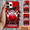 Maxcorners Bowling Phone Case Geometric Triangle Frame Hexagon Mesh Ball Pins Impact Shards Glass Personalized Name Multi Options Cover (7 Colors)