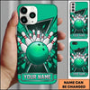 Maxcorners Bowling Phone Case Geometric Triangle Frame Hexagon Mesh Ball Pins Impact Shards Glass Personalized Name Multi Options Cover (7 Colors)