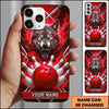 Maxcorners Bowling Phone Case Fierce Wolf Fangs Electric Lightning Strikes Geometric Lines Ball Pins Personalized Name Multi Options Cover (7 Colors)