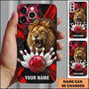 Maxcorners Bowling Phone Case Roaring Lion Mane Sparks Cracked Concrete Surface Ball Strike Pins Personalized Name Multi Options Cover (7 Colors)