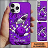 Maxcorners Bowling Phone Case Ocean Shark Sharp Teeth Water Waves Splashes Pins Strike Cartoon Shards Personalized Name Multi Options Cover (7 Colors)