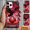 Maxcorners Bowling Phone Case Black Crow Raven Spreading Wings Perched Ball Fog Smoke Mystical Pattern Pins Personalized Name Multi Options Cover (7 Colors)