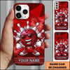 Maxcorners Bowling Phone Case Cool Ball Mascot Character Sunglasses Sneakers Pins Strike Cartoon Polygon Background Personalized Name Multi Options Cover (7 Colors)