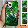 Maxcorners Bowling Phone Case Emerald Gemstone Ball Pins Geometric Frame Smoke Clouds Marble Texture Personalized Name Multi Options Cover (7 Colors)