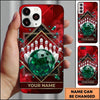 Maxcorners Bowling Phone Case Emerald Gemstone Ball Pins Geometric Frame Smoke Clouds Marble Texture Personalized Name Multi Options Cover (7 Colors)