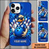 Maxcorners Bowling Phone Case Cool Duck Character Sunglasses Holding Ball Pins Explosion Comic Background Personalized Name Multi Options Cover (7 Colors)