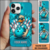Maxcorners Bowling Phone Case Cool Duck Character Sunglasses Holding Ball Pins Explosion Comic Background Personalized Name Multi Options Cover (7 Colors)