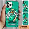 Maxcorners Bowling Phone Case Cool Duck Character Sunglasses Holding Ball Pins Explosion Comic Background Personalized Name Multi Options Cover (7 Colors)