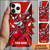 Maxcorners Bowling Phone Case Shark Mascot Sunglasses Jersey Holding Ball Pins Splash Stripe Background Personalized Name Multi Options Cover (7 Colors)