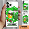 Maxcorners Bowling Phone Case Beer Mug Character Sunglasses Throwing Ball Pins Smoke Cloud Background Personalized Name Multi Options Cover (7 Colors)