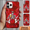 Maxcorners Bowling Phone Case Human Skeleton Cap Sunglasses Holding Beer Mug Ball Pins Lightning Brick Wall Personalized Name Multi Options Cover (7 Colors)