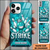 Maxcorners Bowling Phone Case Smiling Ball Mascot Crown Holding Beer Mug Pins Chevron Pattern Smoke Personalized Name Multi Options Cover (7 Colors)