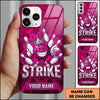 Maxcorners Bowling Phone Case Smiling Ball Mascot Crown Holding Beer Mug Pins Chevron Pattern Smoke Personalized Name Multi Options Cover (7 Colors)