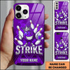 Maxcorners Bowling Phone Case Smiling Ball Mascot Crown Holding Beer Mug Pins Chevron Pattern Smoke Personalized Name Multi Options Cover (7 Colors)